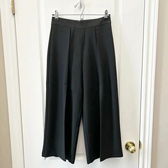 Topshop Wide Leg Pants High Waisted Cropped Pleated Palazzo Black Size 4 NWT - Picture 3 of 15